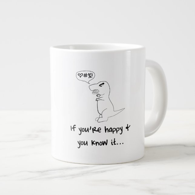 Tasse Géante T-Rex n'est pas heureux (Devant droit)