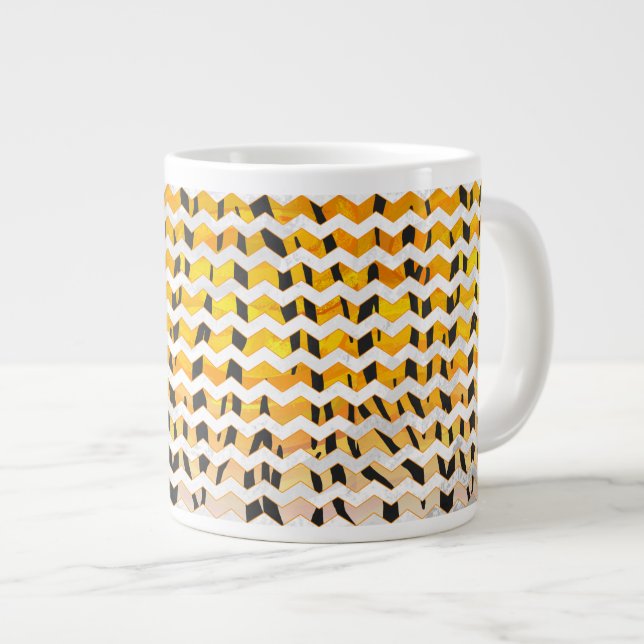 Tasse Géante Tigre Chevron noir et orange (Devant droit)