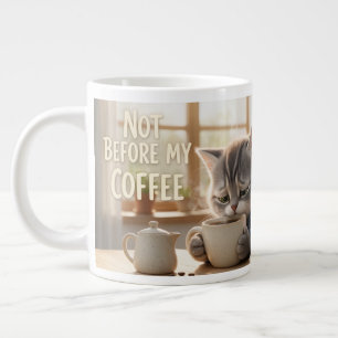 Tasse géante Tom & Luna drôle 'Pas avant mon café'