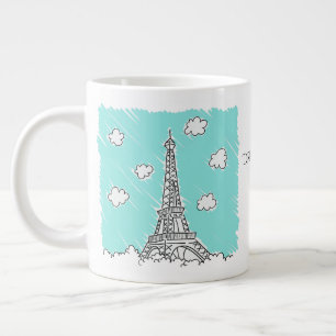 Tasse Géante Tour Eiffel Illustration texte personnalisé jumbo