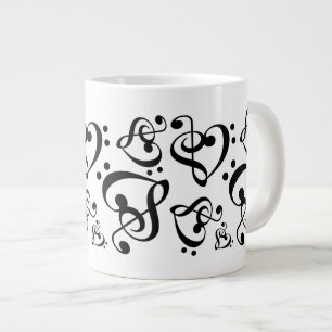 Tasse Géante Treble Clef Bass Clef Heart Notes Musique Musique