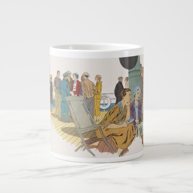 Tasse Géante Vacances Rétro, Passagers Bateau de Croisière sur  (Devant)