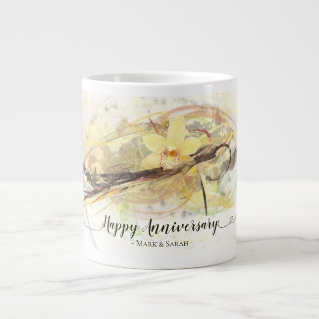 Tasse Géante Vanilla Orchid Flower Abstract Art Calligraphy (Devant)