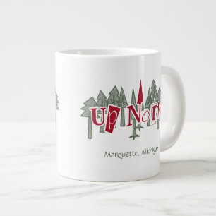 Tasse Géante Vers le nord dans l'arbre vert et rouge Custom Jum