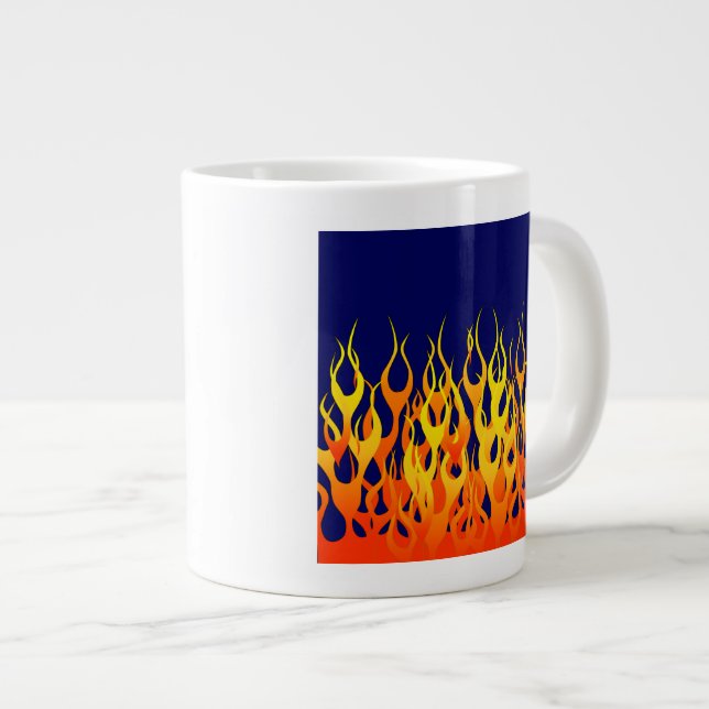 Tasse Géante Vibrant Racing Flames on Navy Blue (Devant droit)