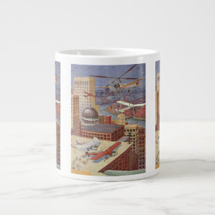 Tasse Géante Ville de science-fiction vintage, Steam Punk victo