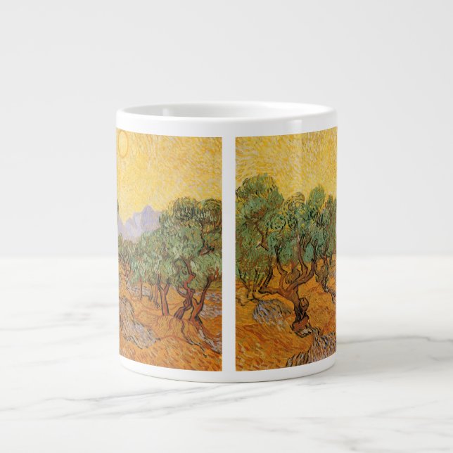 Tasse Géante Vincent van Gogh - Oliviers, Ciel Jaune et Soleil (Devant)