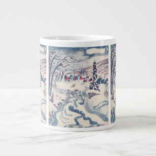Tasse Géante Vintage Noël, paysage de neige avec Village d'hive