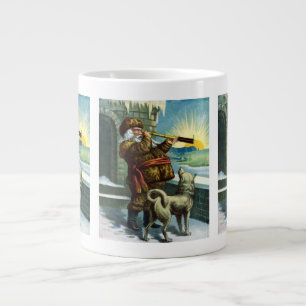 Tasse Géante Vintage Noël Santa Claus Telescope Chien Sunset