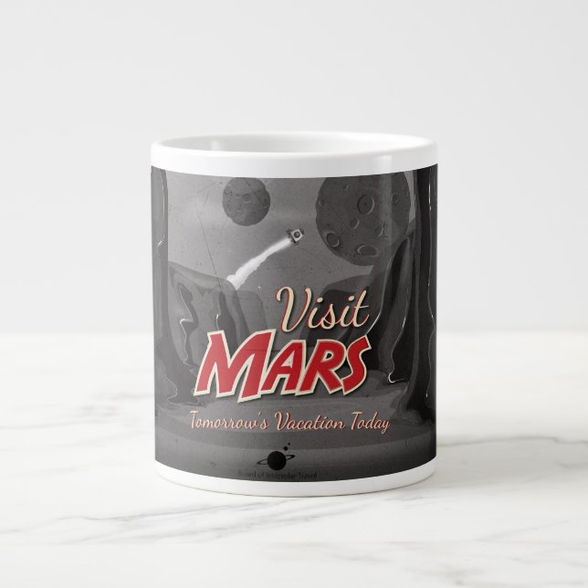 Tasse Géante Visite Affiche Vintage Mars (Devant)