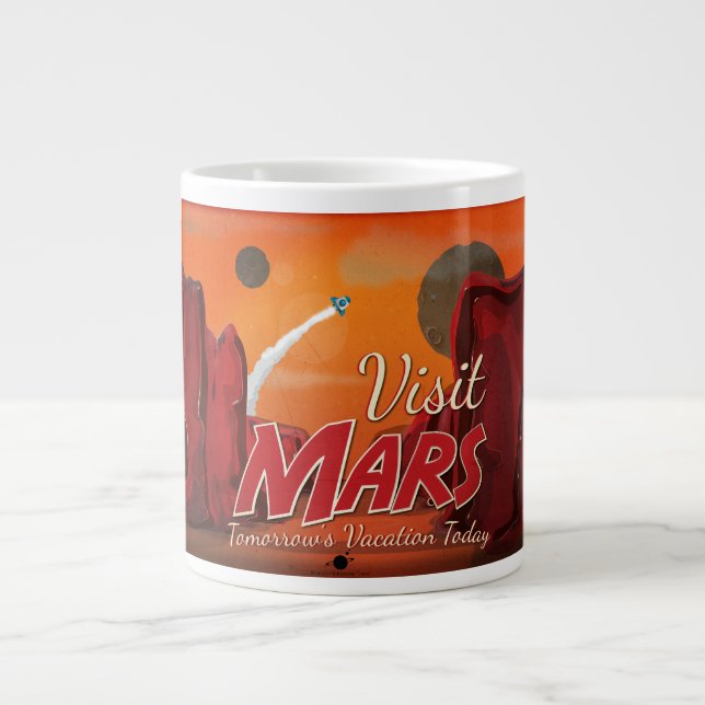 Tasse Géante Visite du Poster vintage Mars (Devant)