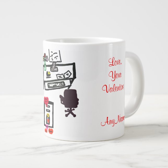 Tasse Géante Vous envoyer un message Coeurs de Saint Valentin C (Devant droit)