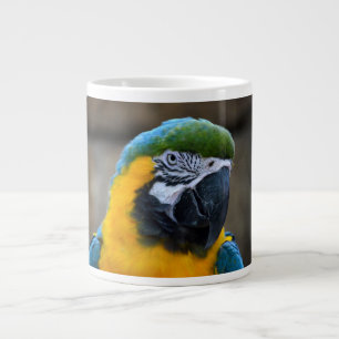 Tasse Géante vue de la tête de perroquet bleu et or macaw c