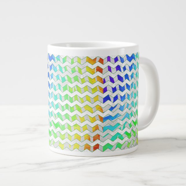 Tasse Géante Zebra Chevron Rainbow et White Print (Devant droit)