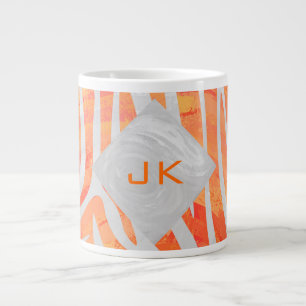 Tasse Géante Zebra Monogram orange et blanc