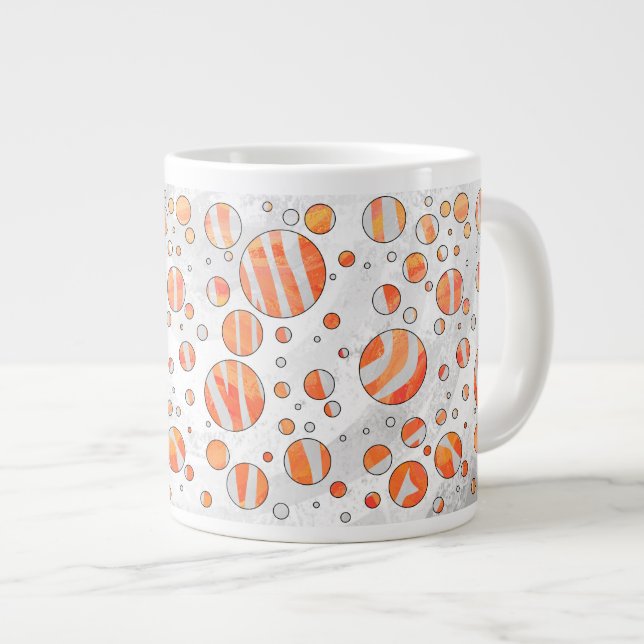 Tasse Géante Zebra Orange et White Polka Dot (Devant droit)