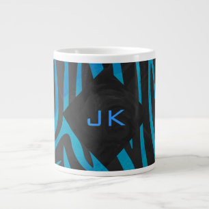 Tasse Géante Zèbre noir et bleu avec Monogramme
