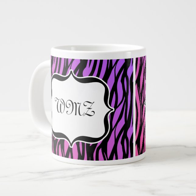 Tasse Géante Zèbre sauvage de Monogramme personnalisé Imprimer  (Devant gauche)