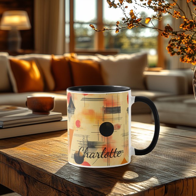 Tasse Géométrique Abstraite d'Automne - Rétro Pers (Créateur téléchargé)