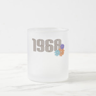 Tasse Givré 1968 Hippie Panneau de Paix Fleur Orange Aqua Purp