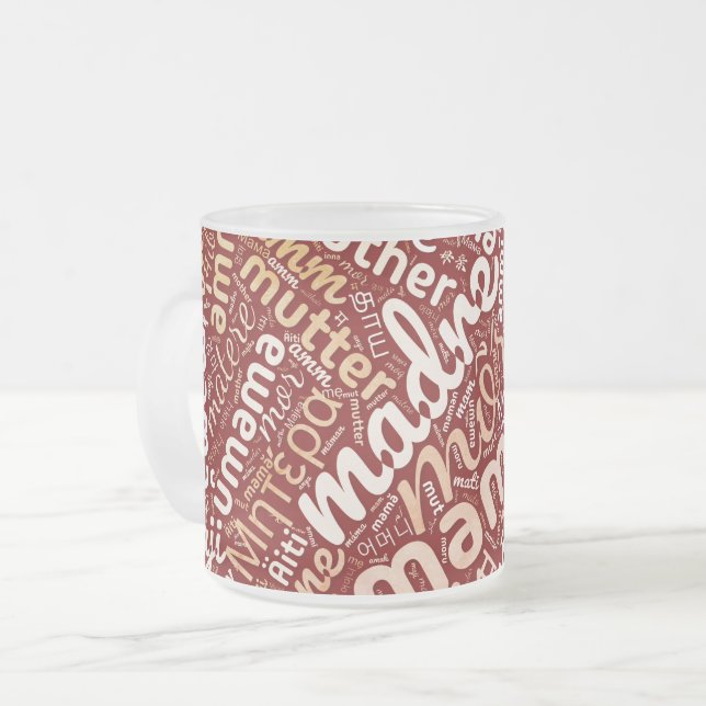 Tasse Givré 60 mots pour 'Mère' dans différentes langues (Devant gauche)