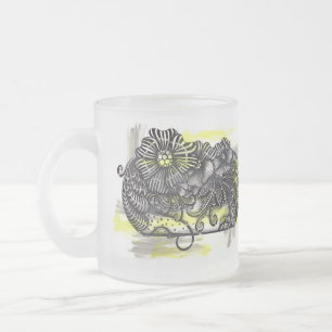Tasse Givré Acc Whimsical Zen Doodle Fleurs Monochromes Jaune