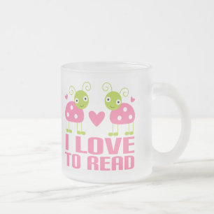 Tasse Givré Amour rose de la coccinelle I pour lire le cadeau