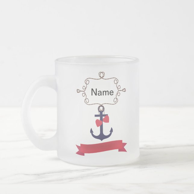 Tasse Givré Ancre cadre de corde marine marine voyage maritime (Gauche)
