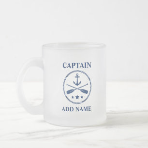 Tasse Givré Ancre et aviron avec le nom du capitaine ou du bat