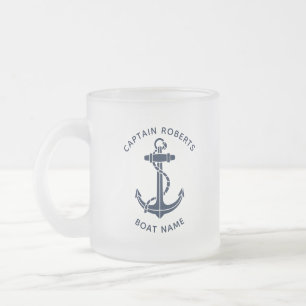 Tasse Givré Ancre Naudique Capitaine De Bateau Sur-Mesure
