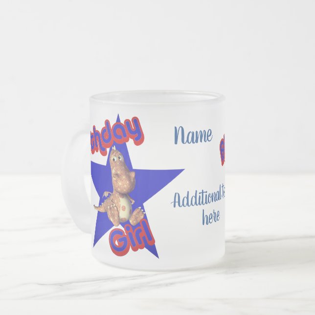 Tasse Givré Anniversaire fille mignonne Dinosaur Personnalisé (Devant gauche)