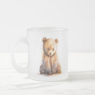 Tasse Givré Aquarelle Brown ours bébé, assise Cute ours bébé