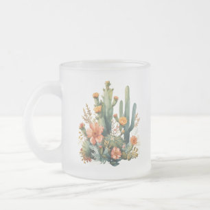 Tasse Givré Aquarelle Cactus et Jardin Succulent