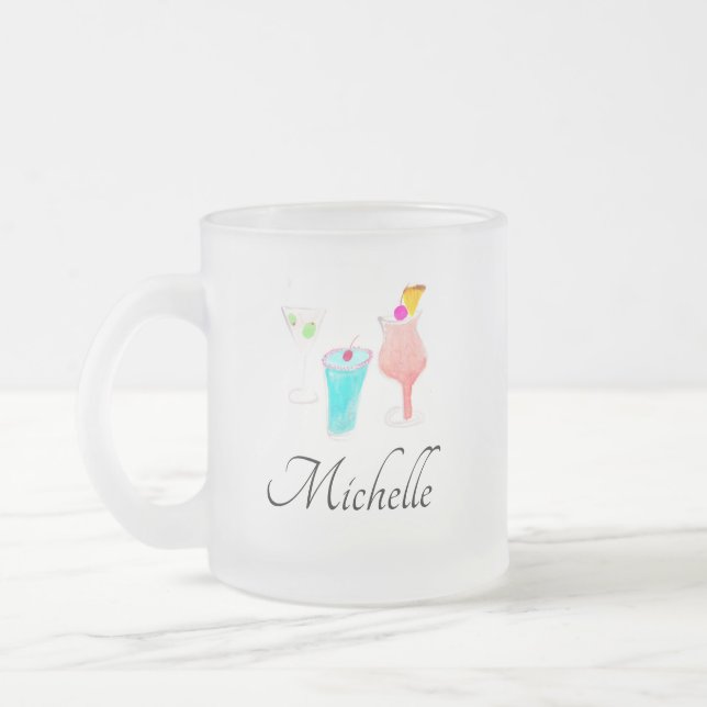 Tasse Givré Aquarelle Cocktail Margarita Nom du Motif (Gauche)