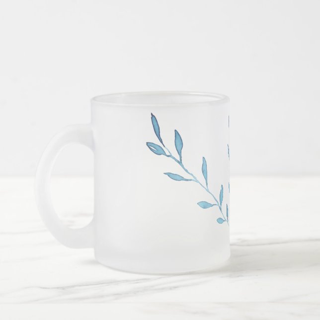 Tasse Givré Aquarelle feuillage bleu (Gauche)