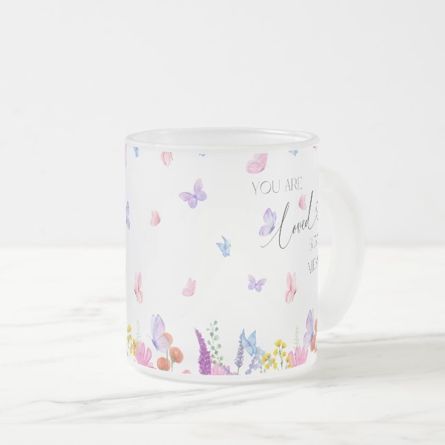Tasse Givré Aquarelle fleur sauvage Bible chrétienne Verse (Devant droit)