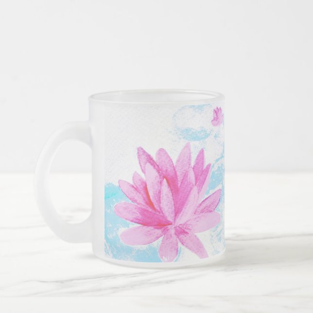 Tasse Givré Aquarelle rose Lotus (Gauche)