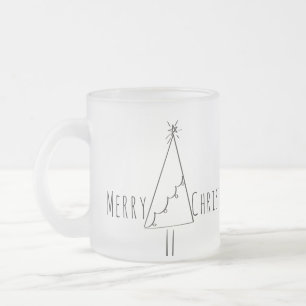 Tasse Givré Arbre de Noël Minimaliste Ligne Art Café Mu
