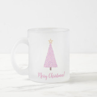 Tasse Givré Arbre de Noël rose avec étoile