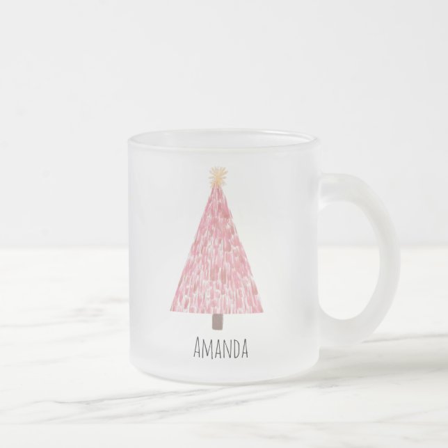 Tasse Givré Arbre de Noël rose moderne (Droit)