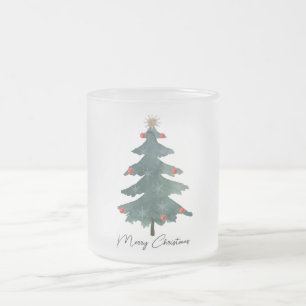Tasse Givré Arbre de Noël vert Ornements Joyeux Noël
