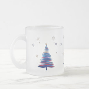 Tasse Givré Arbre d'hiver à coup de pinceau abstrait gras