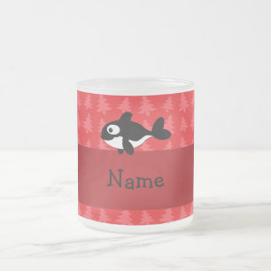 Tasse Givré Arbres de Noël rouges personnalisés de baleine