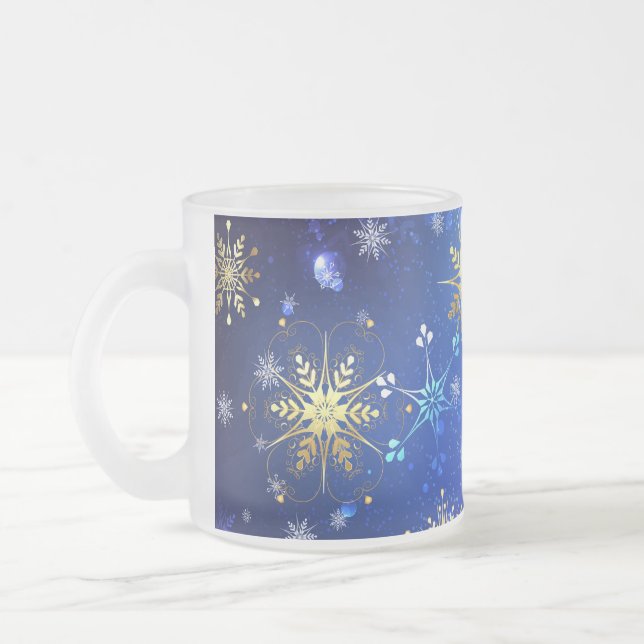 Tasse Givré Arrière - plan Bleu XMAS avec des flocons de neige (Gauche)