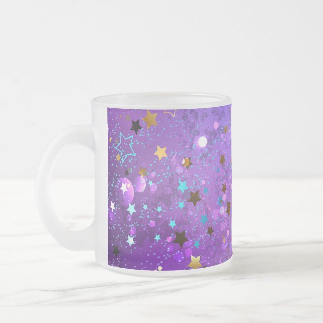 Tasse Givré Arrière - plan de feuille violet avec étoiles (Gauche)