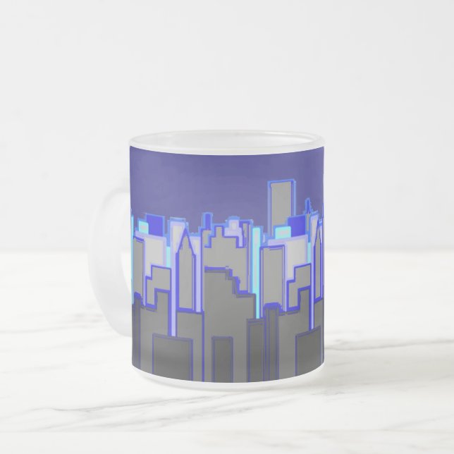Tasse Givré Art Abstrait Blue City Skyline (Devant gauche)