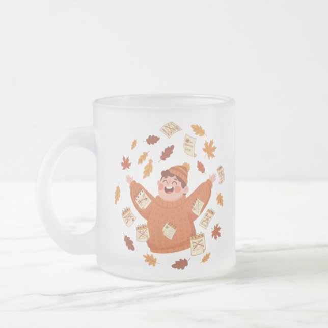 Tasse Givré Art de feuilles d'automne | Conception ludique d'a (Gauche)