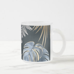Tasse Givré Art de motif de feuilles de palmier tropicales ble