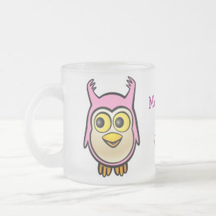 Tasse Givré Bande dessinée rose mignonne customisée de hibou