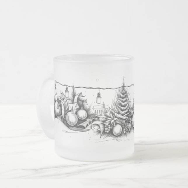 Tasse Givré Baubles dans la sérénité : Ligne d'encre dans le v (Devant gauche)